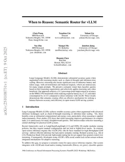 When to Reason: Semantic Router for vLLM