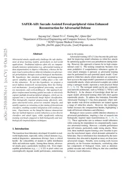 SAFER-AiD: Saccade-Assisted Foveal-peripheral vision Enhanced Reconstruction for Adversarial Defense