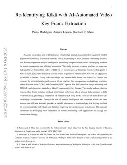 Re-Identifying Kākā with AI-Automated Video Key Frame Extraction
