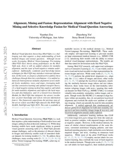 Alignment, Mining and Fusion: Representation Alignment with Hard Negative Mining and Selective Knowledge Fusion for Medical Visual Question Answering