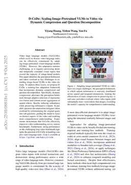 D-CoDe: Scaling Image-Pretrained VLMs to Video via Dynamic Compression and Question Decomposition