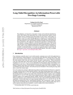 Long-Tailed Recognition via Information-Preservable Two-Stage Learning