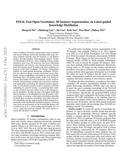FOLK: Fast Open-Vocabulary 3D Instance Segmentation via Label-guided Knowledge Distillation