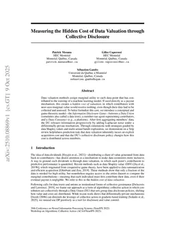 Measuring the Hidden Cost of Data Valuation through Collective Disclosure