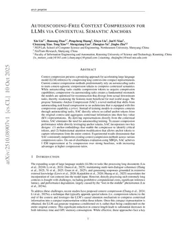 Autoencoding-Free Context Compression for LLMs via Contextual Semantic Anchors