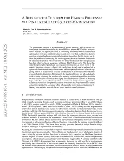 A Representer Theorem for Hawkes Processes via Penalized Least Squares Minimization