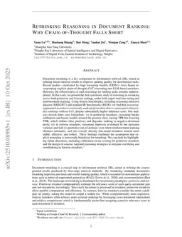 Rethinking Reasoning in Document Ranking: Why Chain-of-Thought Falls Short