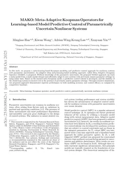 MAKO: Meta-Adaptive Koopman Operators for Learning-based Model Predictive Control of Parametrically Uncertain Nonlinear Systems