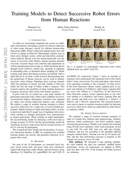 Training Models to Detect Successive Robot Errors from Human Reactions