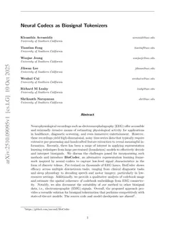 Neural Codecs as Biosignal Tokenizers