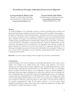 AI and Human Oversight: A Risk-Based Framework for Alignment