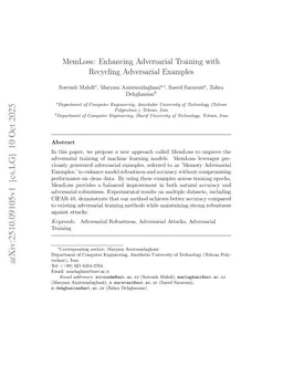 MemLoss: Enhancing Adversarial Training with Recycling Adversarial Examples