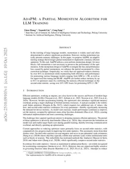 AdaPM: a Partial Momentum Algorithm for LLM Training
