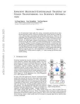 Efficient Resource-Constrained Training of Transformers via Subspace Optimization