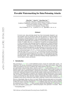 Provable Watermarking for Data Poisoning Attacks