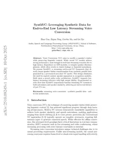 SynthVC: Leveraging Synthetic Data for End-to-End Low Latency Streaming Voice Conversion