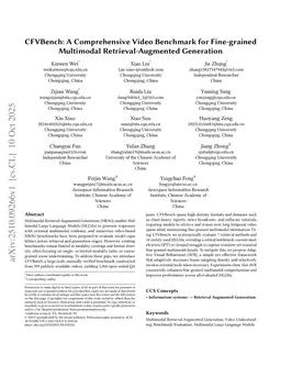 CFVBench: A Comprehensive Video Benchmark for Fine-grained Multimodal Retrieval-Augmented Generation