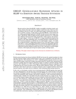 GREAT: Generalizable Backdoor Attacks in RLHF via Emotion-Aware Trigger Synthesis
