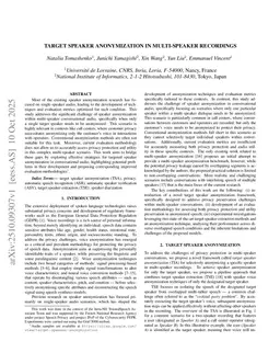 Target speaker anonymization in multi-speaker recordings