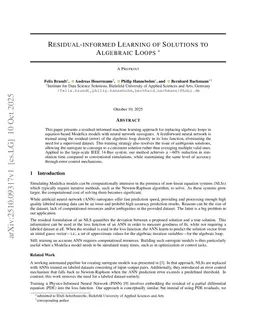 Residual-Informed Learning of Solutions to Algebraic Loops