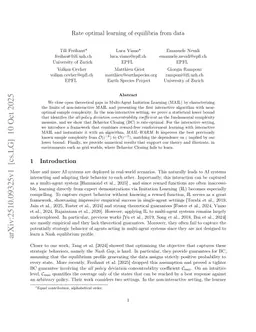 Rate optimal learning of equilibria from data