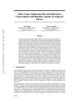 Safety Game: Balancing Safe and Informative Conversations with Blackbox Agentic AI using LP Solvers