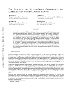 The Potential of Second-Order Optimization for LLMs: A Study with Full Gauss-Newton