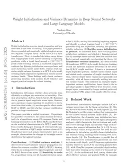 Weight Initialization and Variance Dynamics in Deep Neural Networks and Large Language Models