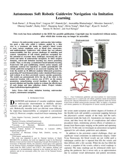 Autonomous Soft Robotic Guidewire Navigation via Imitation Learning