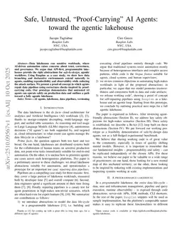 Safe, Untrusted, "Proof-Carrying" AI Agents: toward the agentic lakehouse