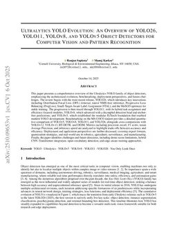 Ultralytics YOLO Evolution: An Overview of YOLO26, YOLO11, YOLOv8 and YOLOv5 Object Detectors for Computer Vision and Pattern Recognition