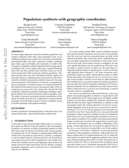 Population synthesis with geographic coordinates