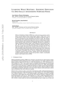 Learning What Matters: Steering Diffusion via Spectrally Anisotropic Forward Noise