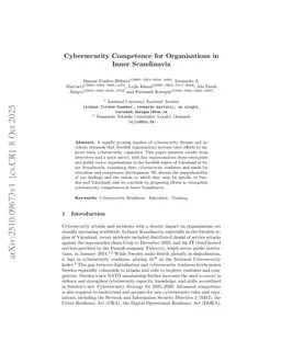 Cybersecurity Competence for Organisations in Inner Scandinavia