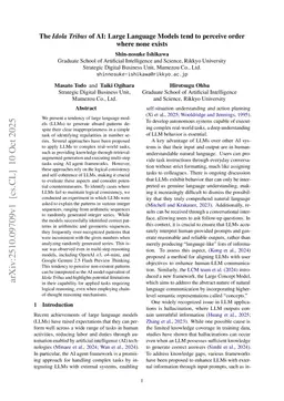 The Idola Tribus of AI: Large Language Models tend to perceive order where none exists