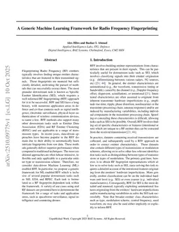 A Generic Machine Learning Framework for Radio Frequency Fingerprinting