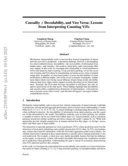 Causality $\neq$ Decodability, and Vice Versa: Lessons from Interpreting Counting ViTs