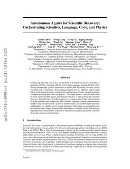 Autonomous Agents for Scientific Discovery: Orchestrating Scientists, Language, Code, and Physics