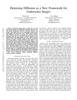 Denoising Diffusion as a New Framework for Underwater Images