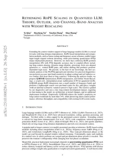 Rethinking RoPE Scaling in Quantized LLM: Theory, Outlier, and Channel-Band Analysis with Weight Rescaling