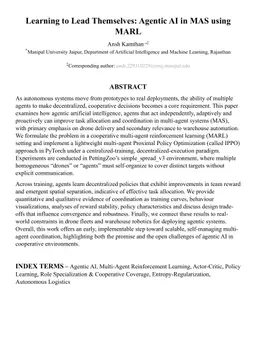 Learning to Lead Themselves: Agentic AI in MAS using MARL