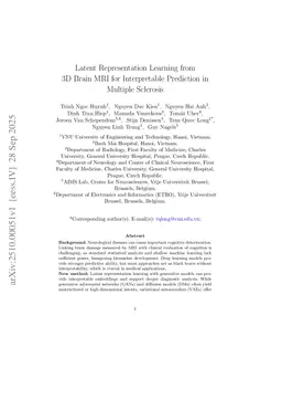 Latent Representation Learning from 3D Brain MRI for Interpretable Prediction in Multiple Sclerosis