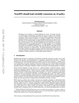 NeurIPS should lead scientific consensus on AI policy