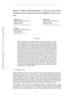 Direct Token Optimization: A Self-contained Approach to Large Language Model Unlearning
