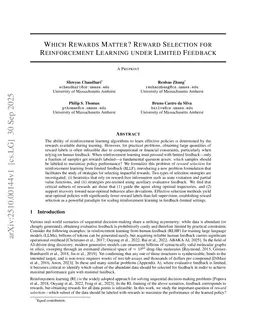 Which Rewards Matter? Reward Selection for Reinforcement Learning under Limited Feedback