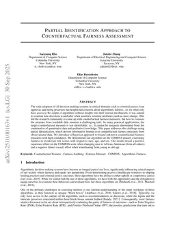 Partial Identification Approach to Counterfactual Fairness Assessment