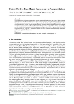 Object-Centric Case-Based Reasoning via Argumentation