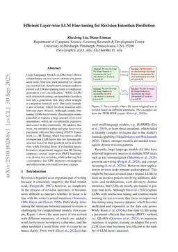 Efficient Layer-wise LLM Fine-tuning for Revision Intention Prediction