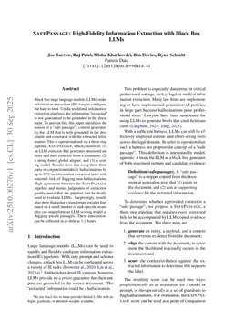 SafePassage: High-Fidelity Information Extraction with Black Box LLMs