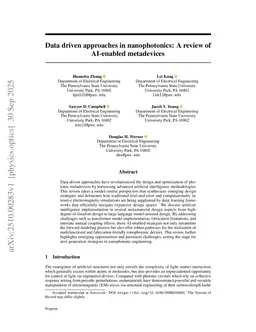 Data driven approaches in nanophotonics: A review of AI-enabled metadevices